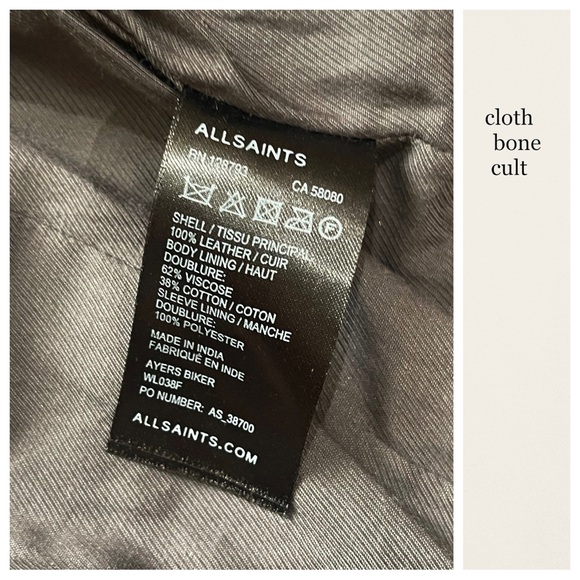 ALL SAINTS Dark Gray/Black Soft Leather Biker Jacket - Picture 13 of 14